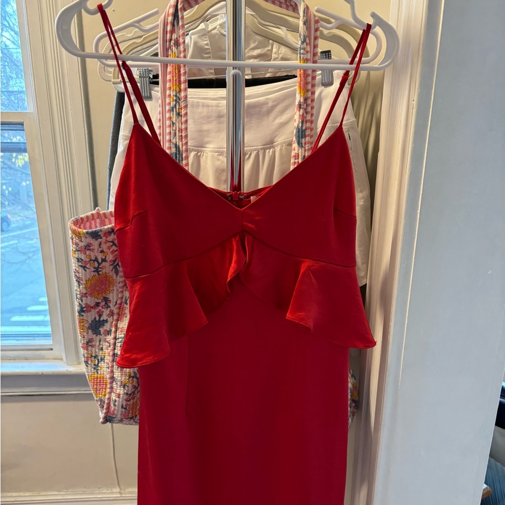 Anthropologie red strappy mini dress